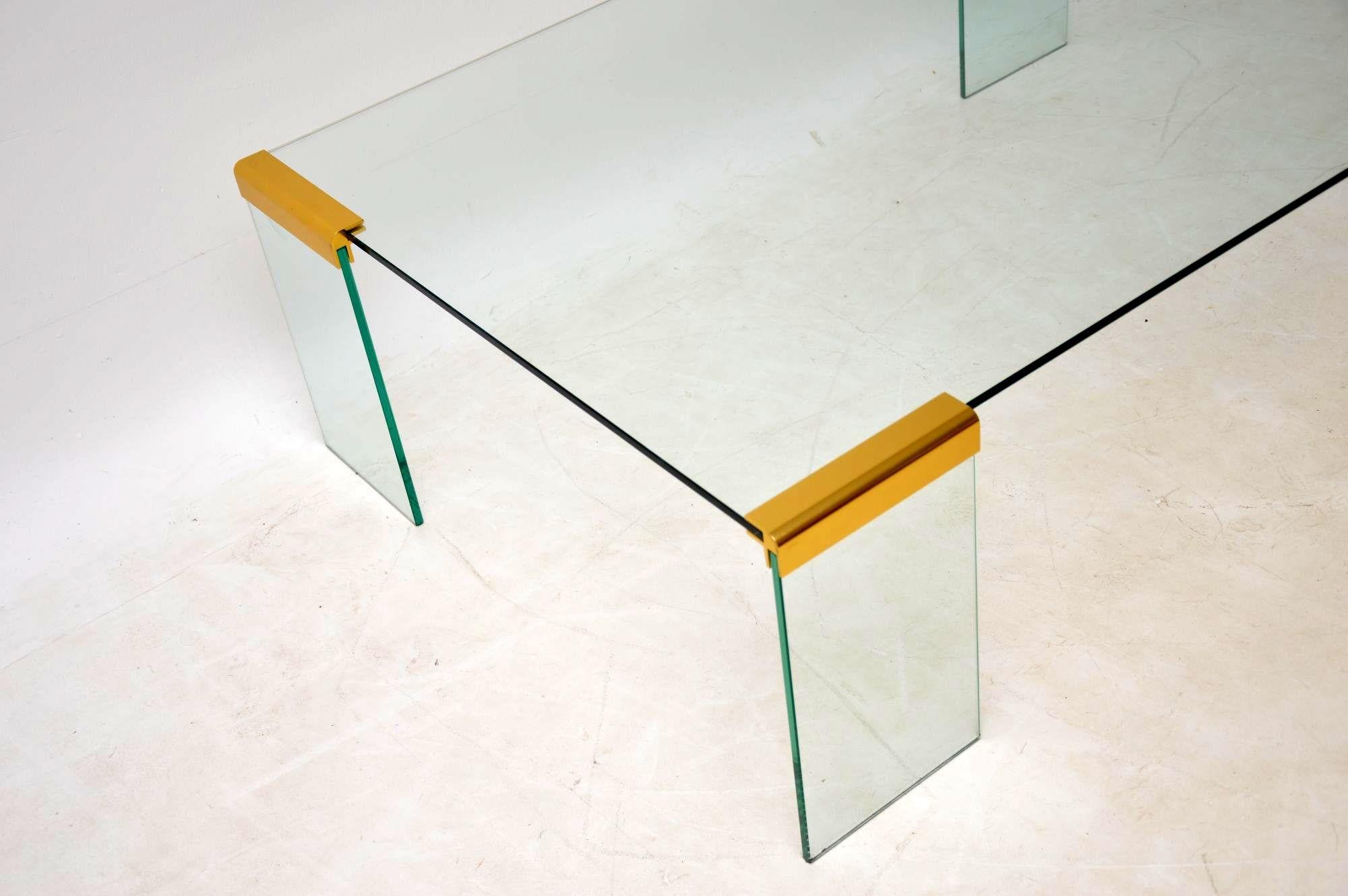 Late 20th Century 1970s Vintage Italian Glass and Brass Coffee Table by Gallotti & Radice