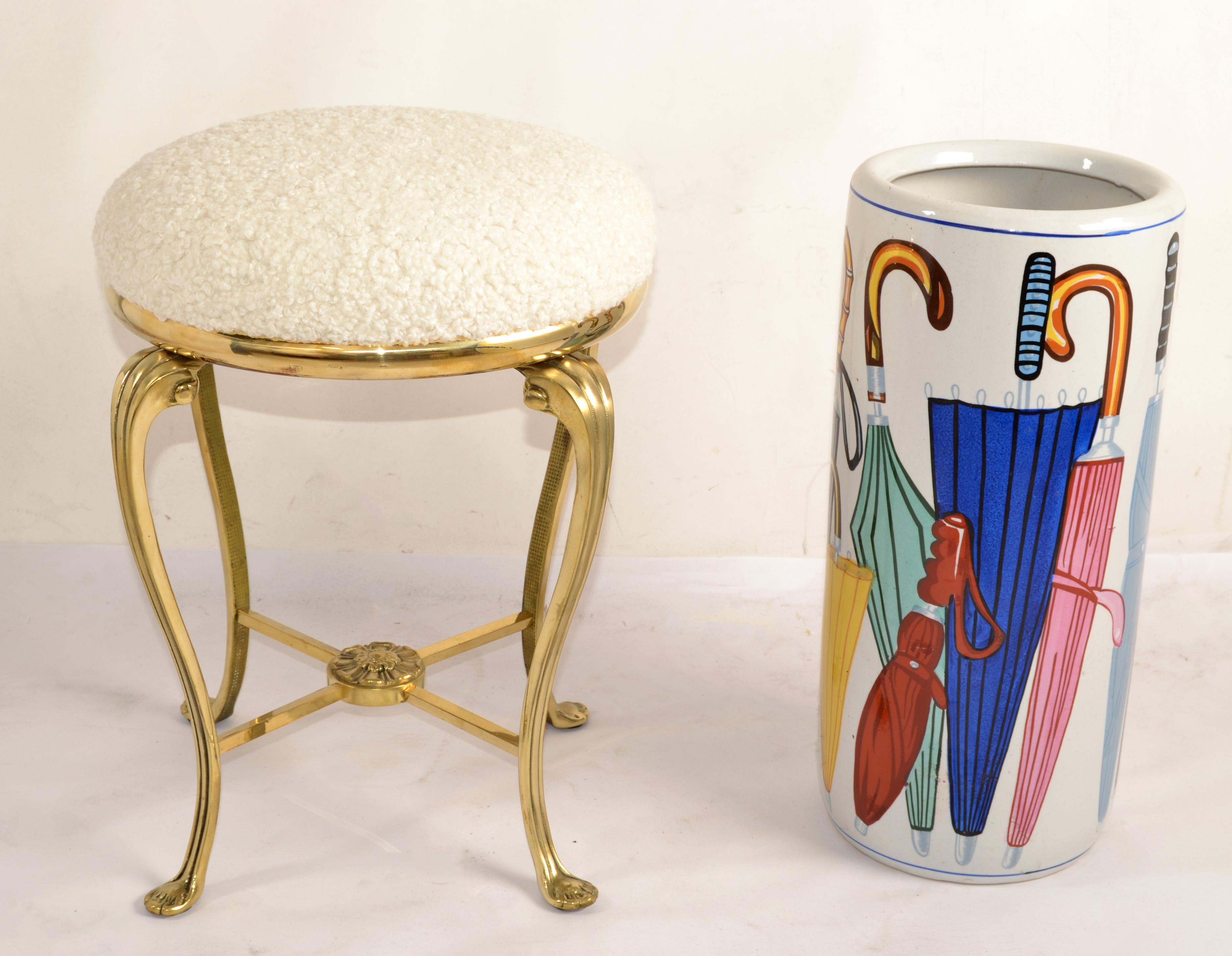 1970s Vintage Italian Hand painted Ceramic Umbrella Stand Mid-Century Modern In Good Condition For Sale In Miami, FL
