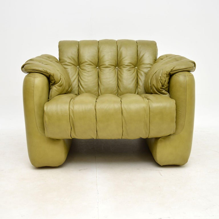 1970s Vintage Italian Leather Armchair For Sale at 1stDibs