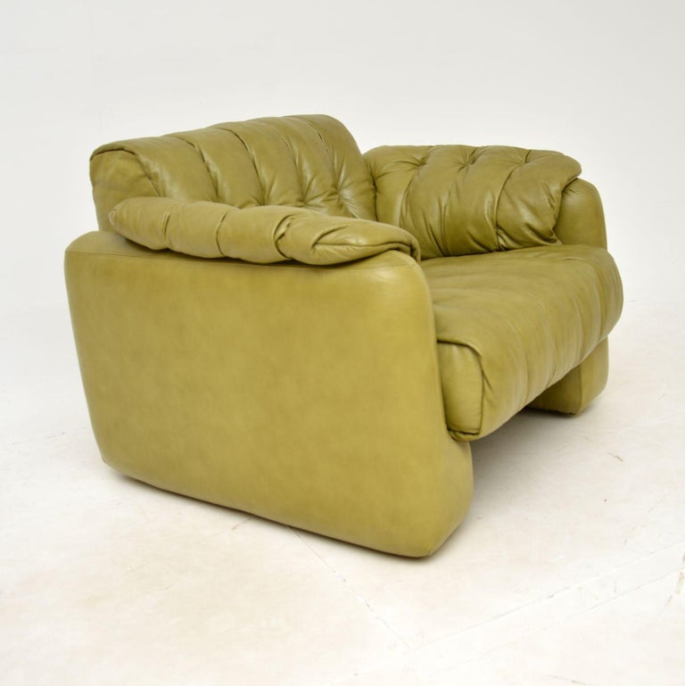 1970s Vintage Italian Leather Armchair For Sale at 1stDibs
