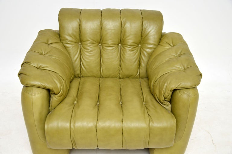 1970s Vintage Italian Leather Armchair For Sale at 1stDibs