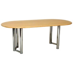 1970 dining table 1970s Vintage Italian Marble and Chrome Dining Table