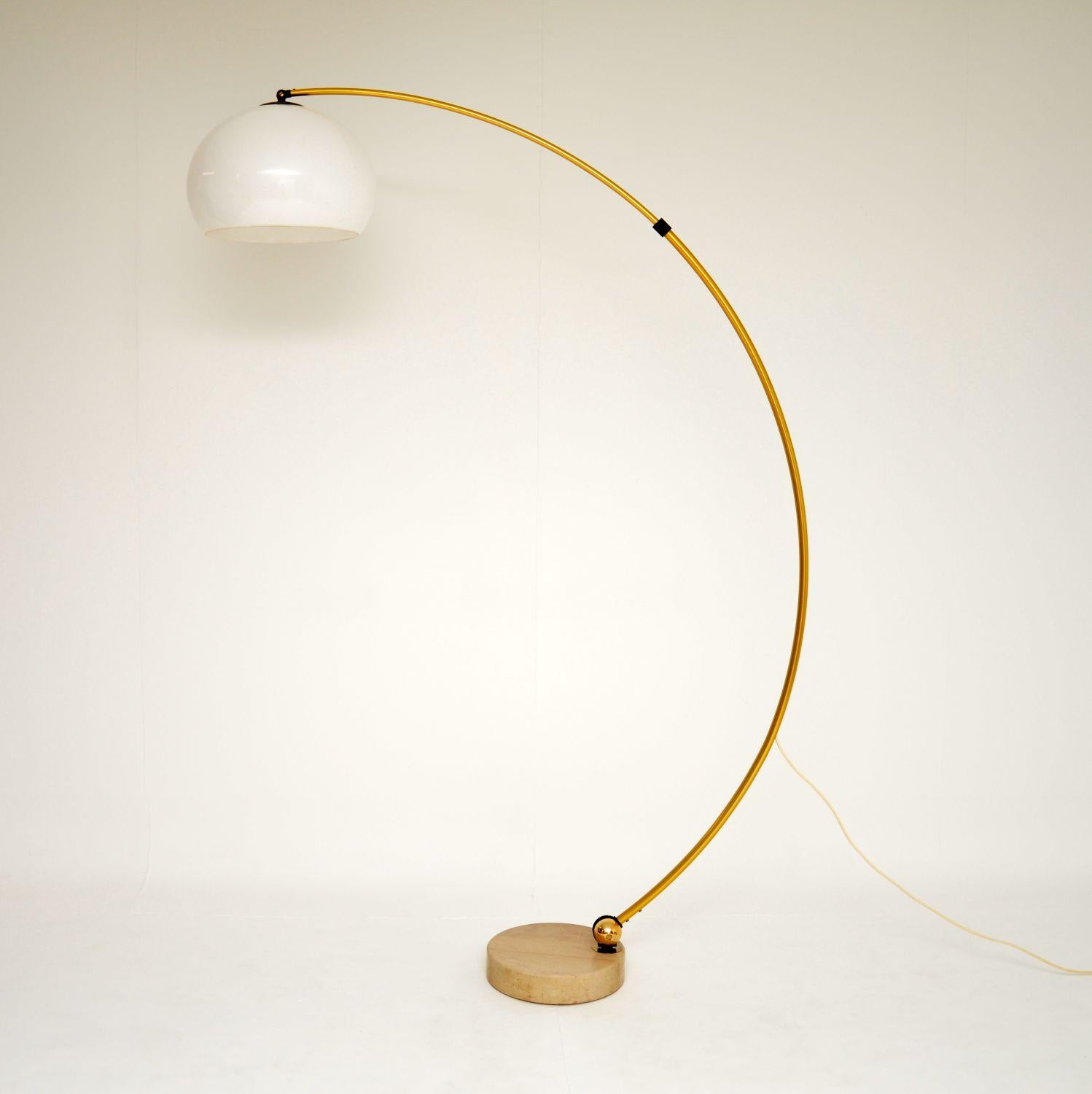 Mid-Century Modern 1970's Vintage Italian & Marble Arc Floor Lamp