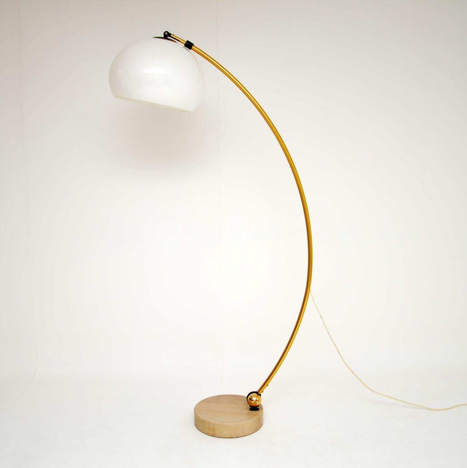 Late 20th Century 1970's Vintage Italian & Marble Arc Floor Lamp