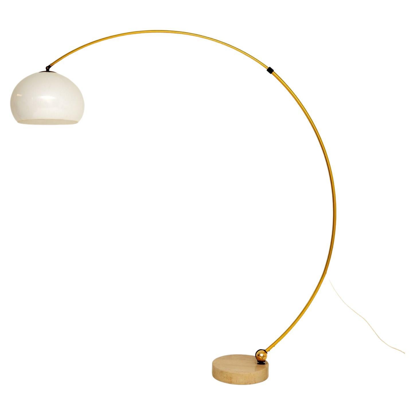 1970's Vintage Italian & Marble Arc Floor Lamp