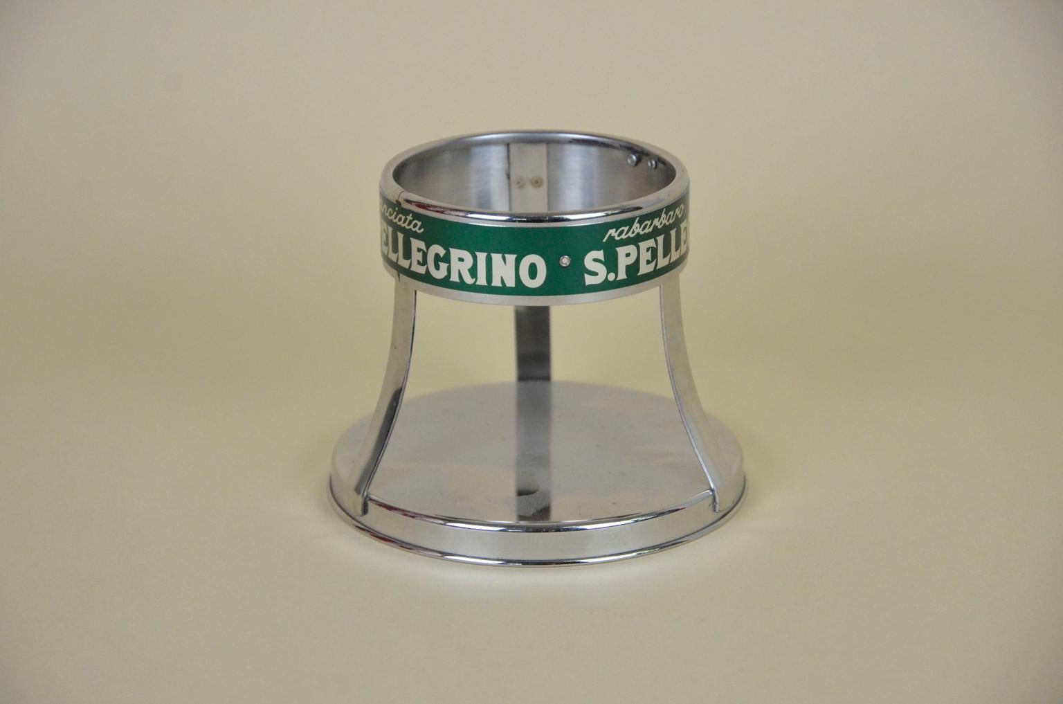 Mid-Century Modern 1970s Vintage Italian Metal San Pellegrino Mineral Water Bottle Holder