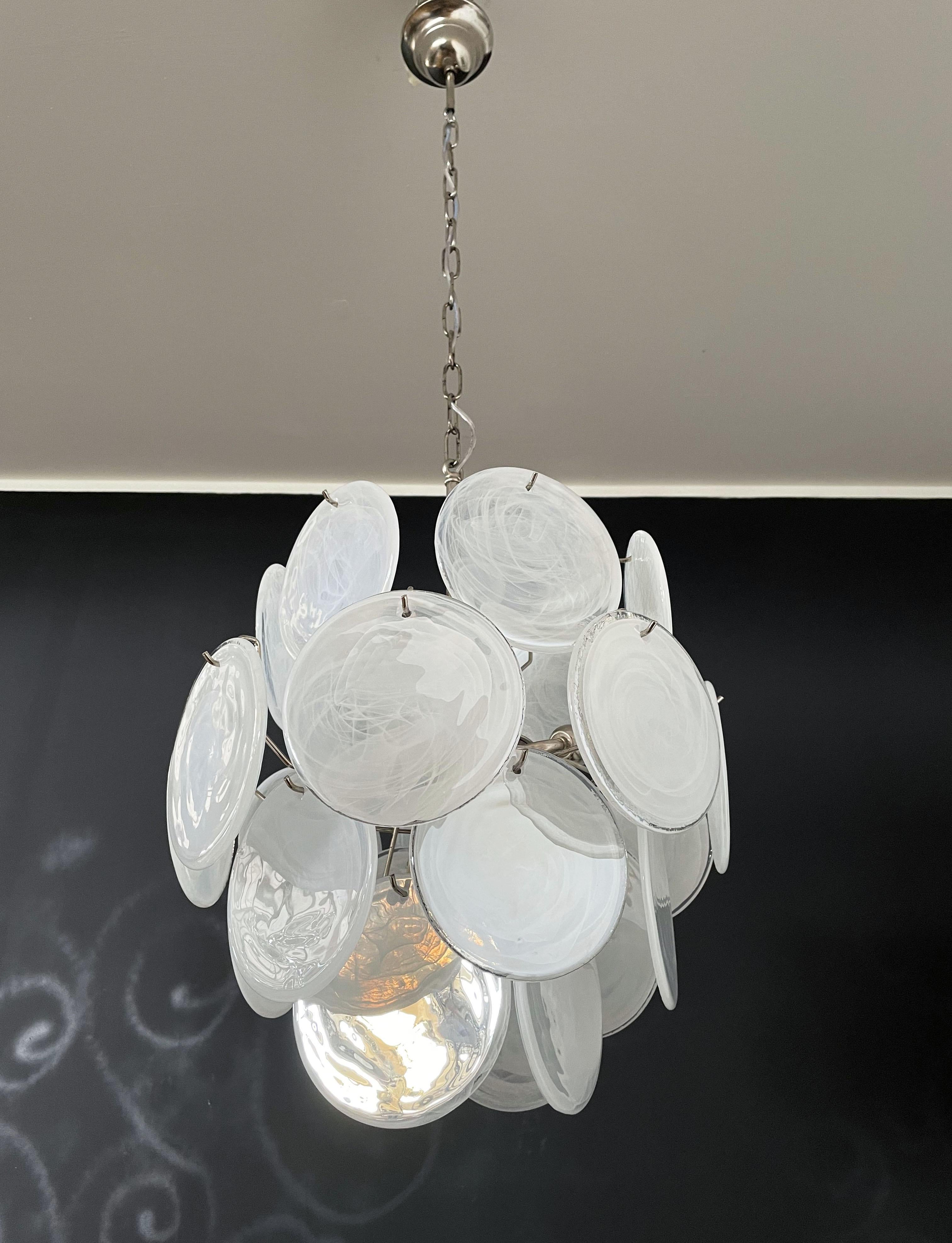 1970’s Vintage Italian Murano Chandelier, 24 White Disks 4