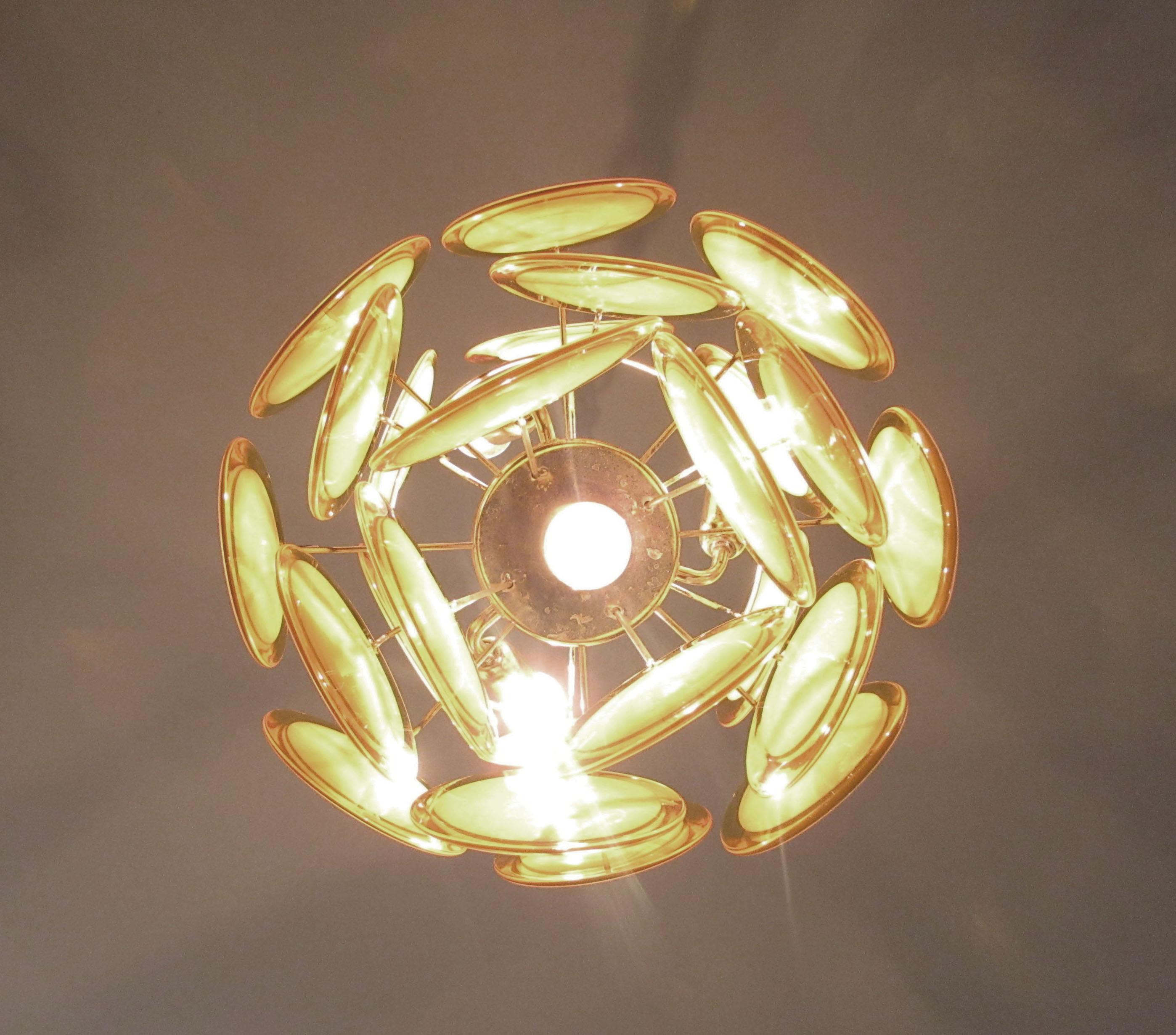 1970s Vintage Italian Murano Chandelier, 24 Yellow Disks 4