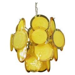 1970s Vintage Italian Murano Chandelier, 24 Yellow Disks