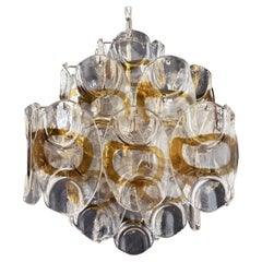 1970’s Vintage Italian Murano Chandelier, 36 Amber Crostoli