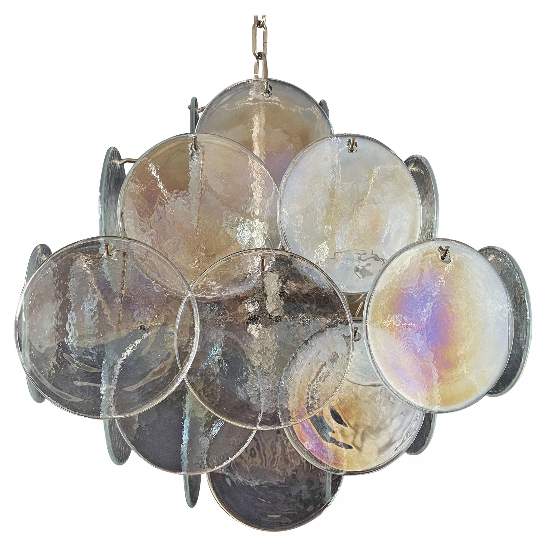 1970’s Vintage Italian Murano chandelier - 36 iridescent disks
