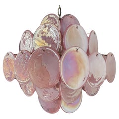1970’s Vintage Italian Murano chandelier - 36 pink disks