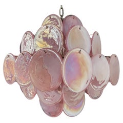 1970's Vintage Italienisch Murano Kronleuchter - 36 rosa Scheiben