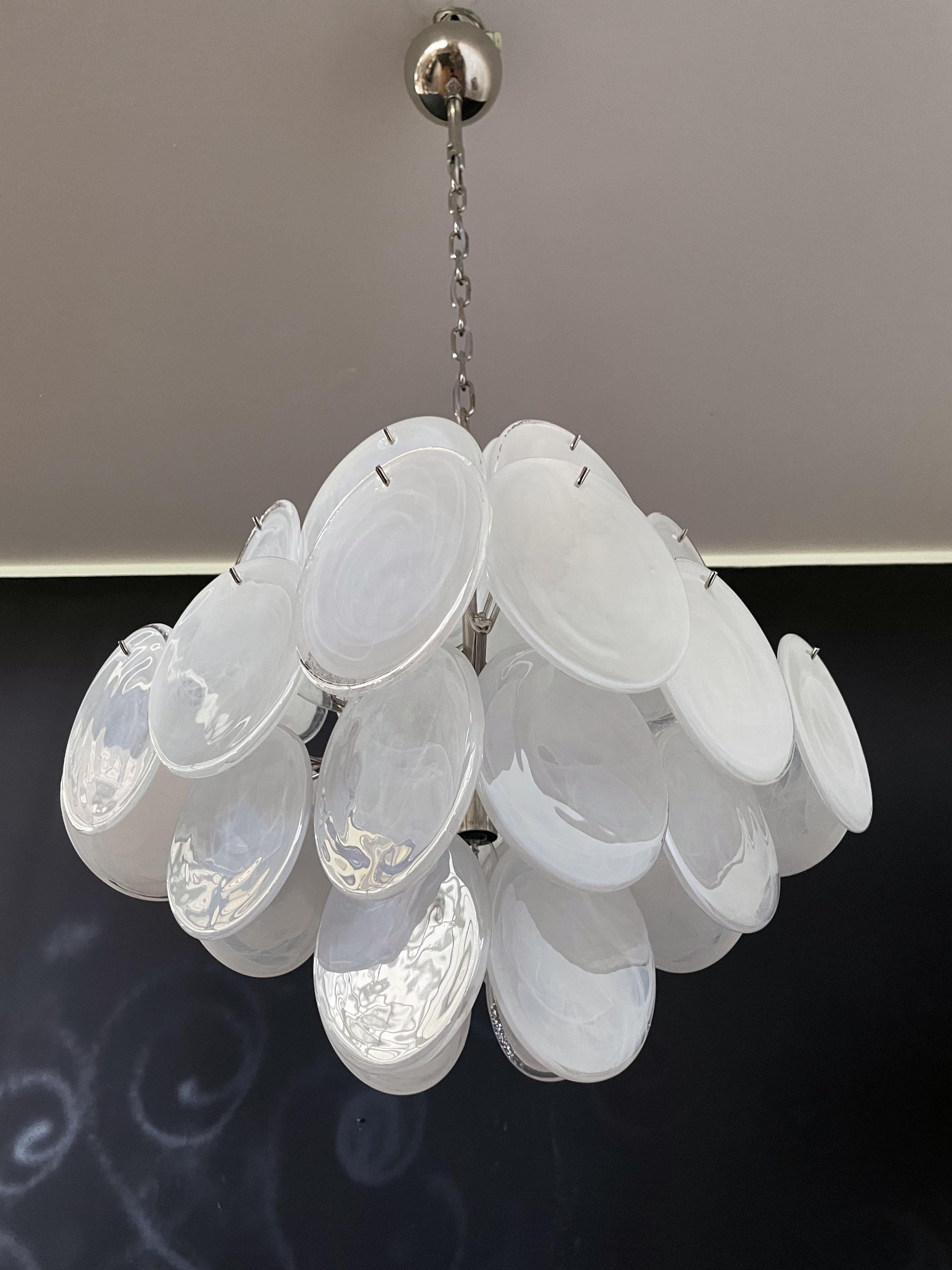 Lustre italien vintage de Murano des années 1970, 36 disques blancs en vente 5