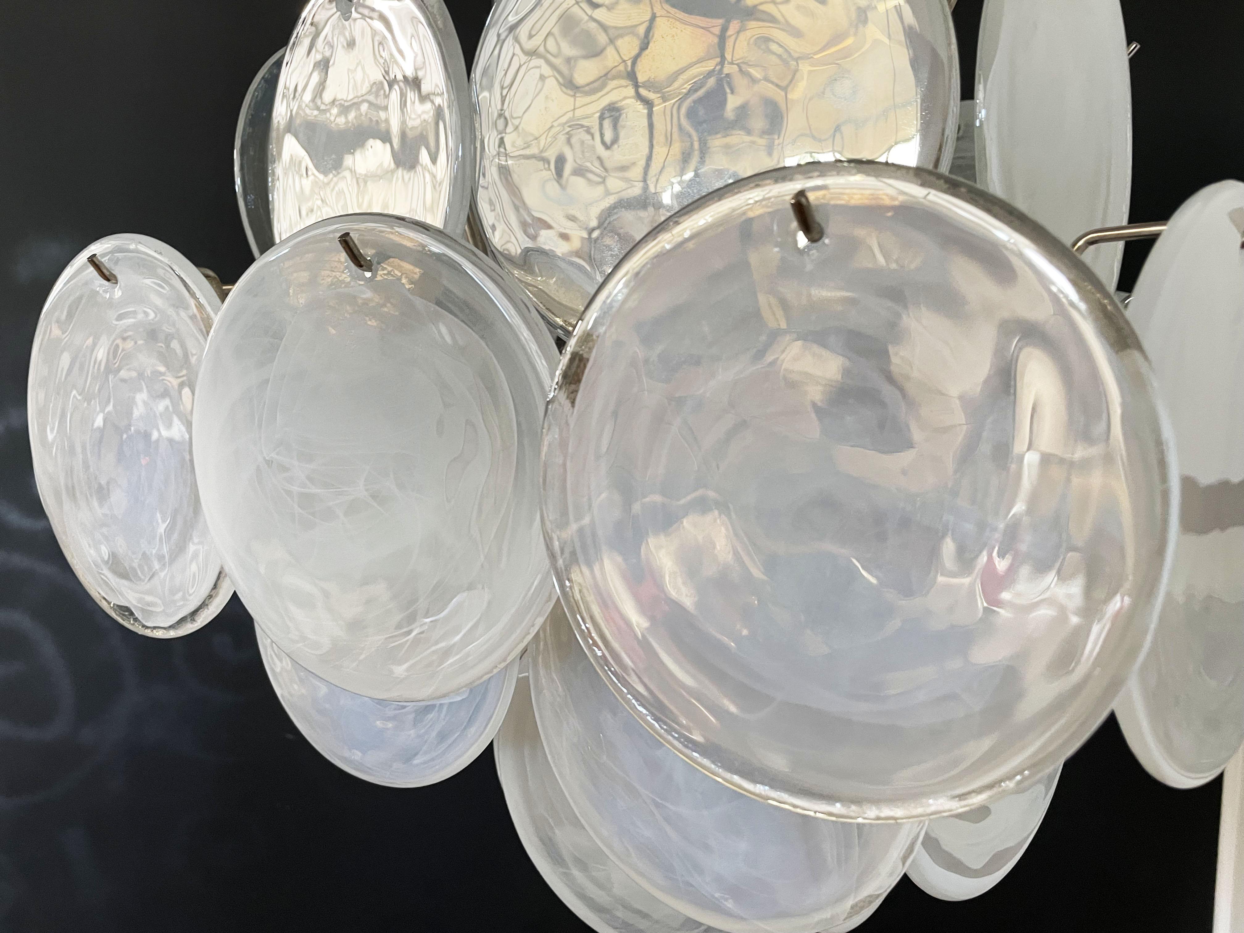 Lustre italien vintage de Murano des années 1970, 36 disques blancs en vente 6