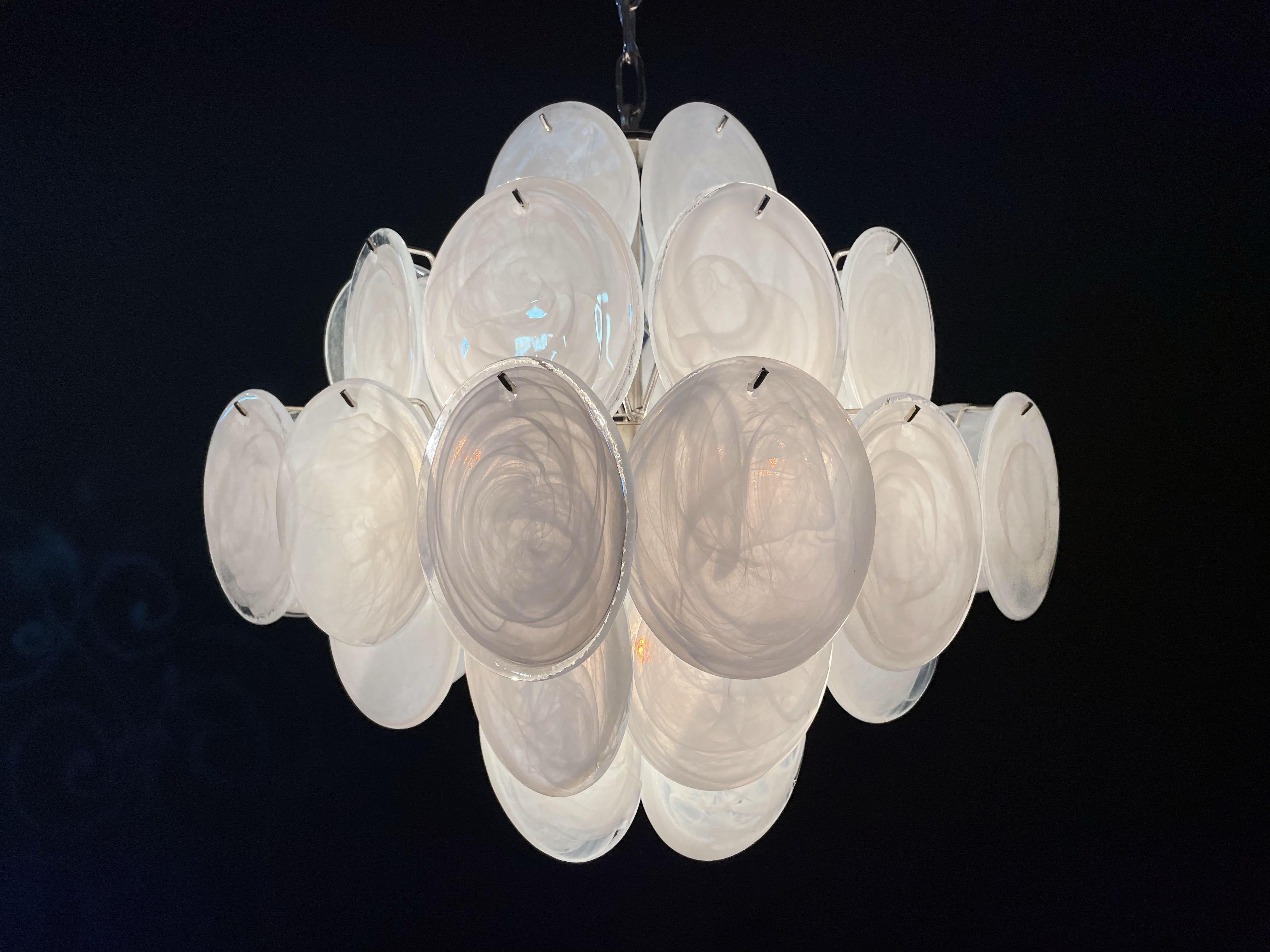 Lustre italien vintage de Murano des années 1970, 36 disques blancs en vente 12