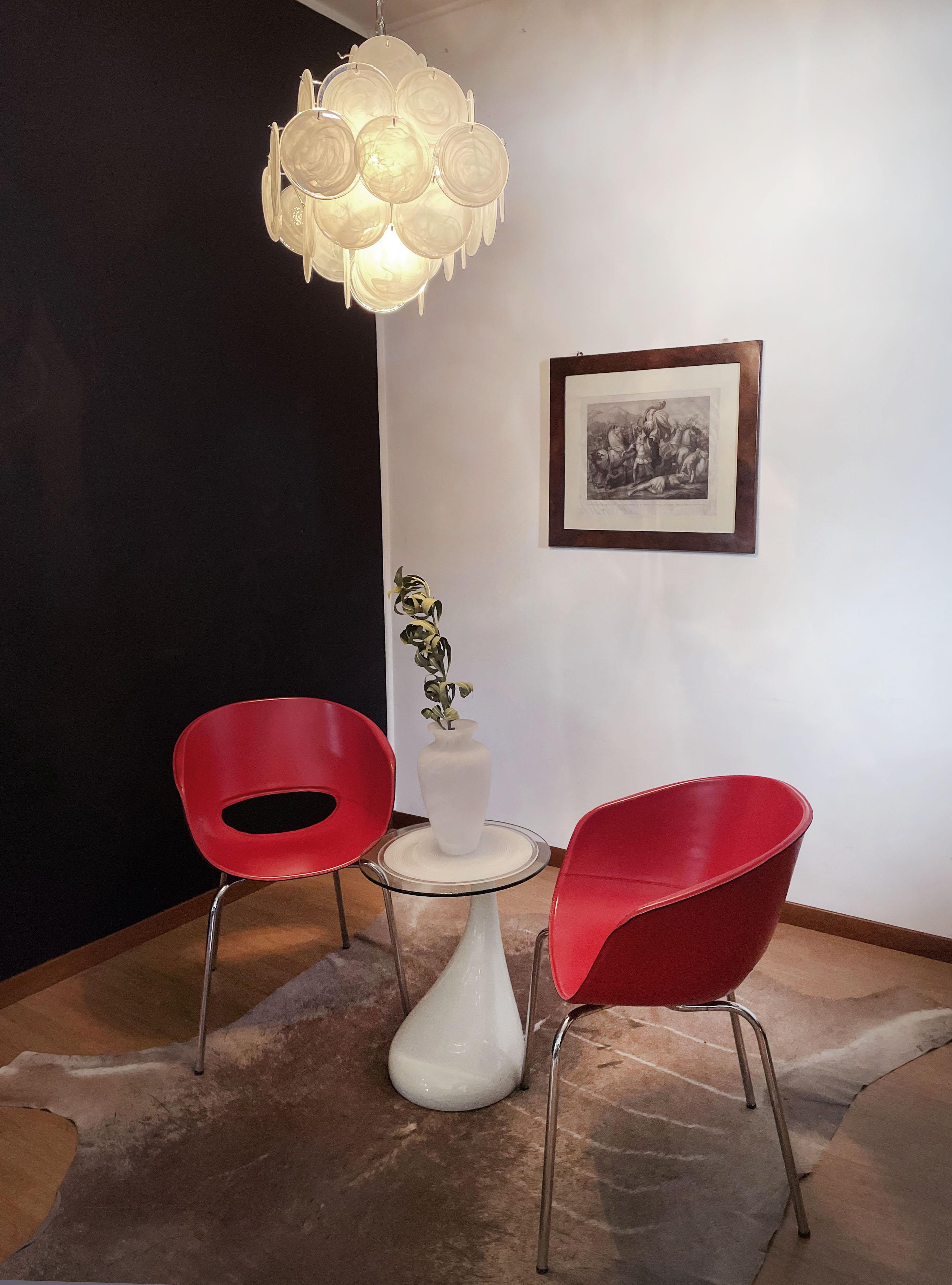20ième siècle Lustre italien vintage de Murano des années 1970, 36 disques blancs en vente