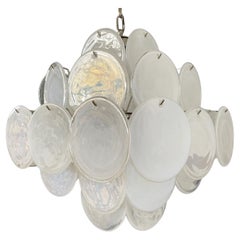Lustre italien vintage de Murano des années 1970, 36 disques blancs