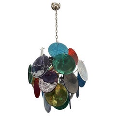 1970s Vintage Italian Murano Chandelier Lamp in Vistosi Style, 24 Disks