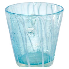 1970s Vintage Italian Murano Venini Venetian Art Glass Ice Bucket Blue and White
