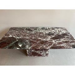 1970s Vintage Italian Rosso Levantó Red and Black Marble Dining Table Cushion Sh