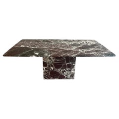 1970s Vintage Italian Rosso Levantó Red and Black Marble Dining Table Cushion Sh