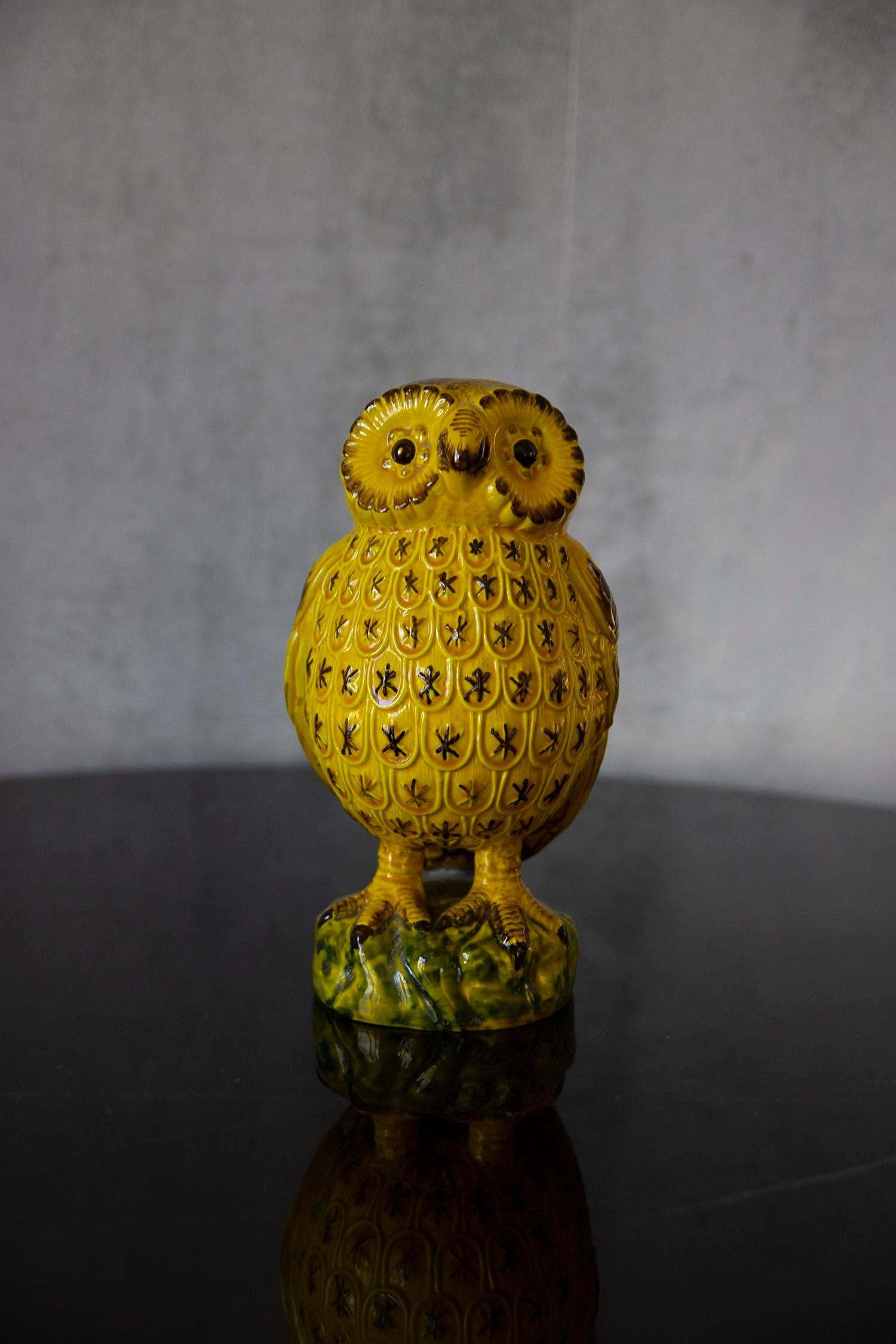 1970's Vintage Italian Signed Bassano Owl In Excellent Condition In Los Angeles, CA