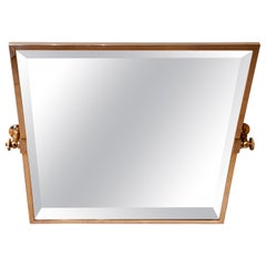 1970s Vintage Italian Square Brass & Bevelled Glass Swivel Bathroom Wall Mirror