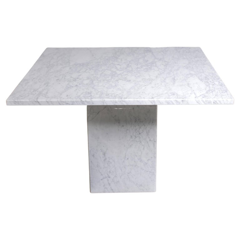 1970s Vintage Italian Square White Carrera Marble Dining Table or Center  Table For Sale at 1stDibs | carrera marble table