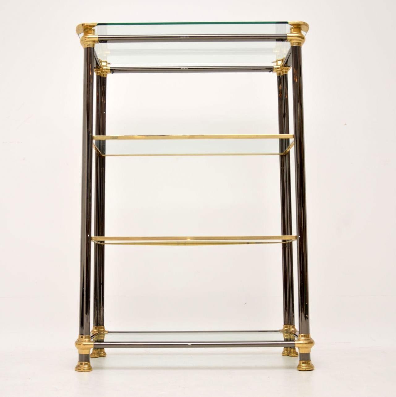 1970s Vintage Italian Steel and Brass Bookcase / Cabinet In Good Condition In London, GB