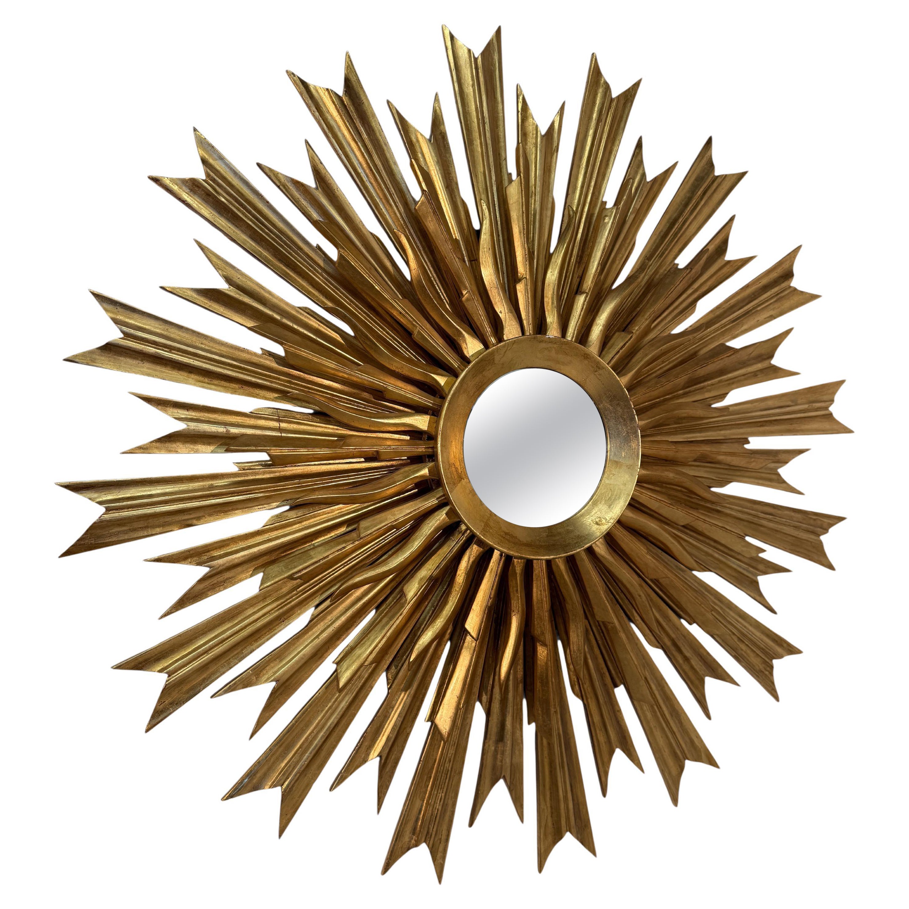 Espejo de pared vintage italiano dorado de los años 70 en venta