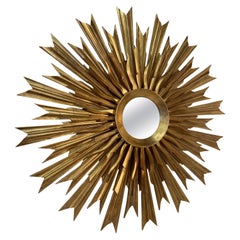 Espejo de pared vintage italiano dorado de los años 70