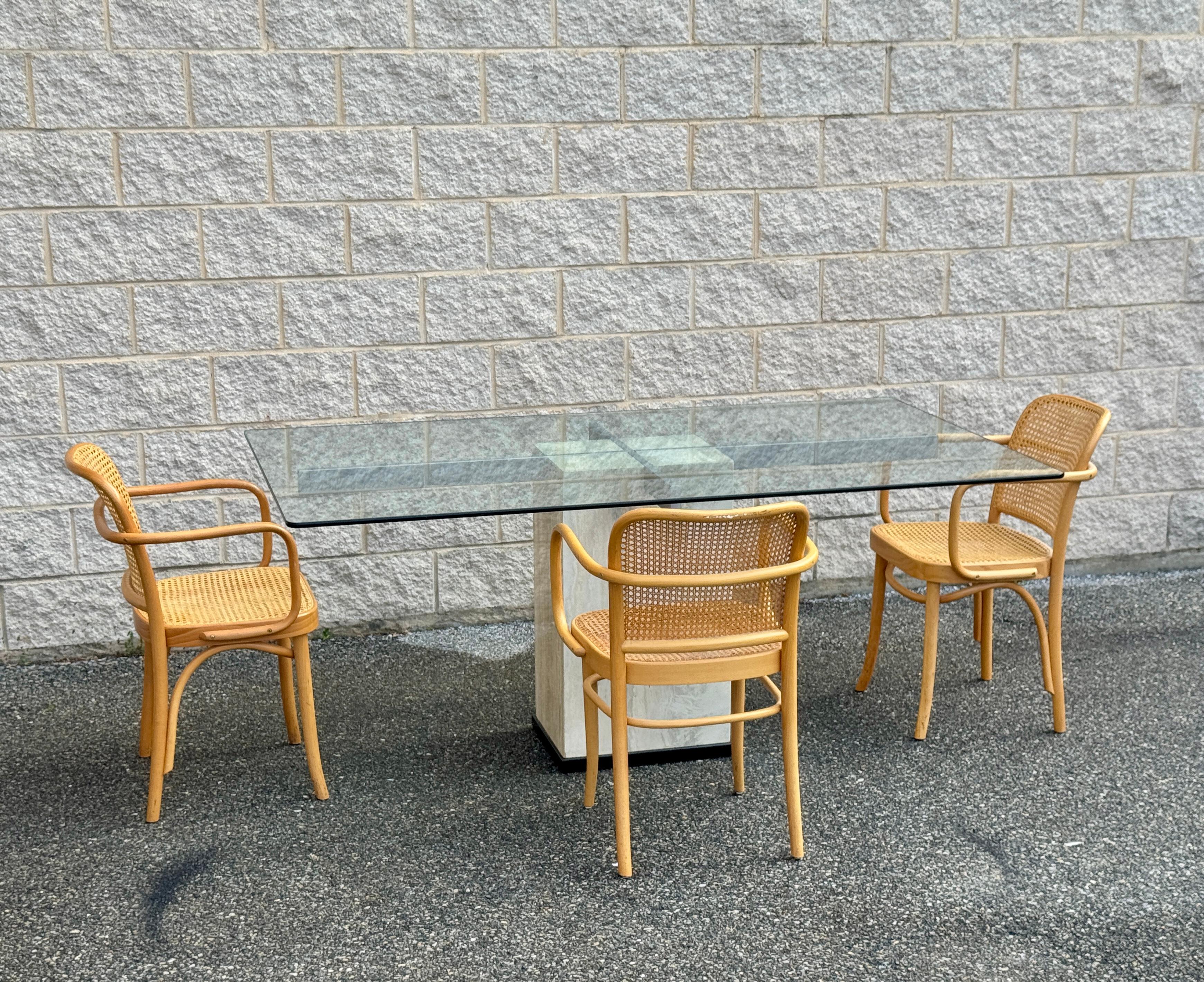 Table de salle à manger en travertin vintage italien des années 1970 en vente 1