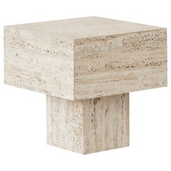 1970s Vintage Italian Travertine Side Table in Manner of Up&Up