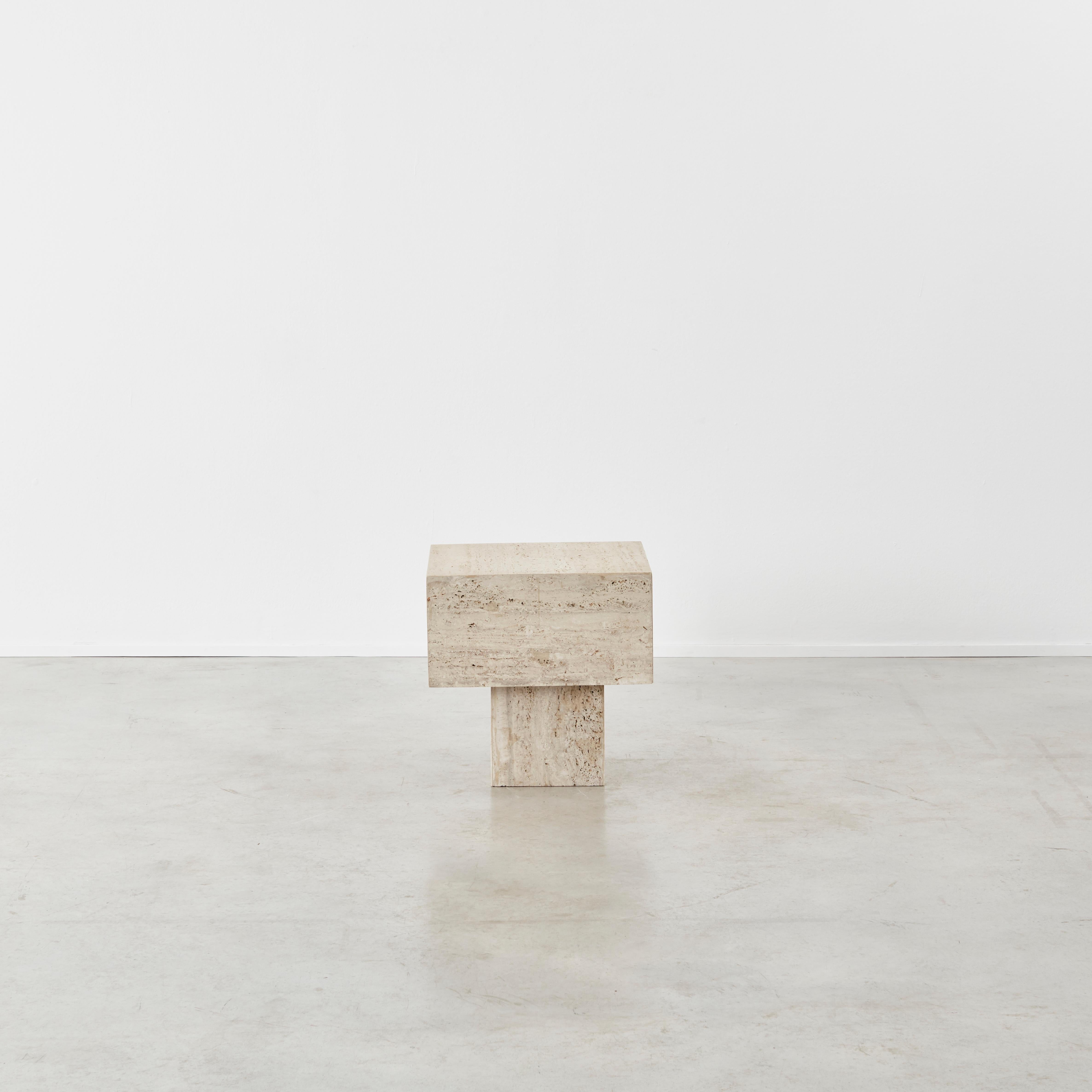 Modern 1970s Vintage Italian Travertine Side Table in Manner of Up&Up