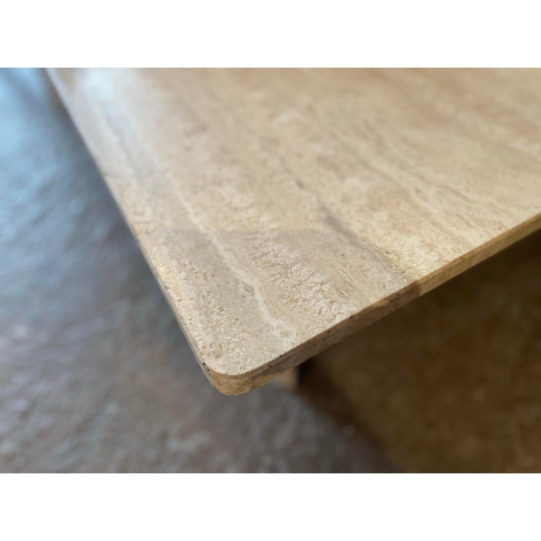 italien 1970s Vintage Italian Up & Up Travertine Coffee Table en vente