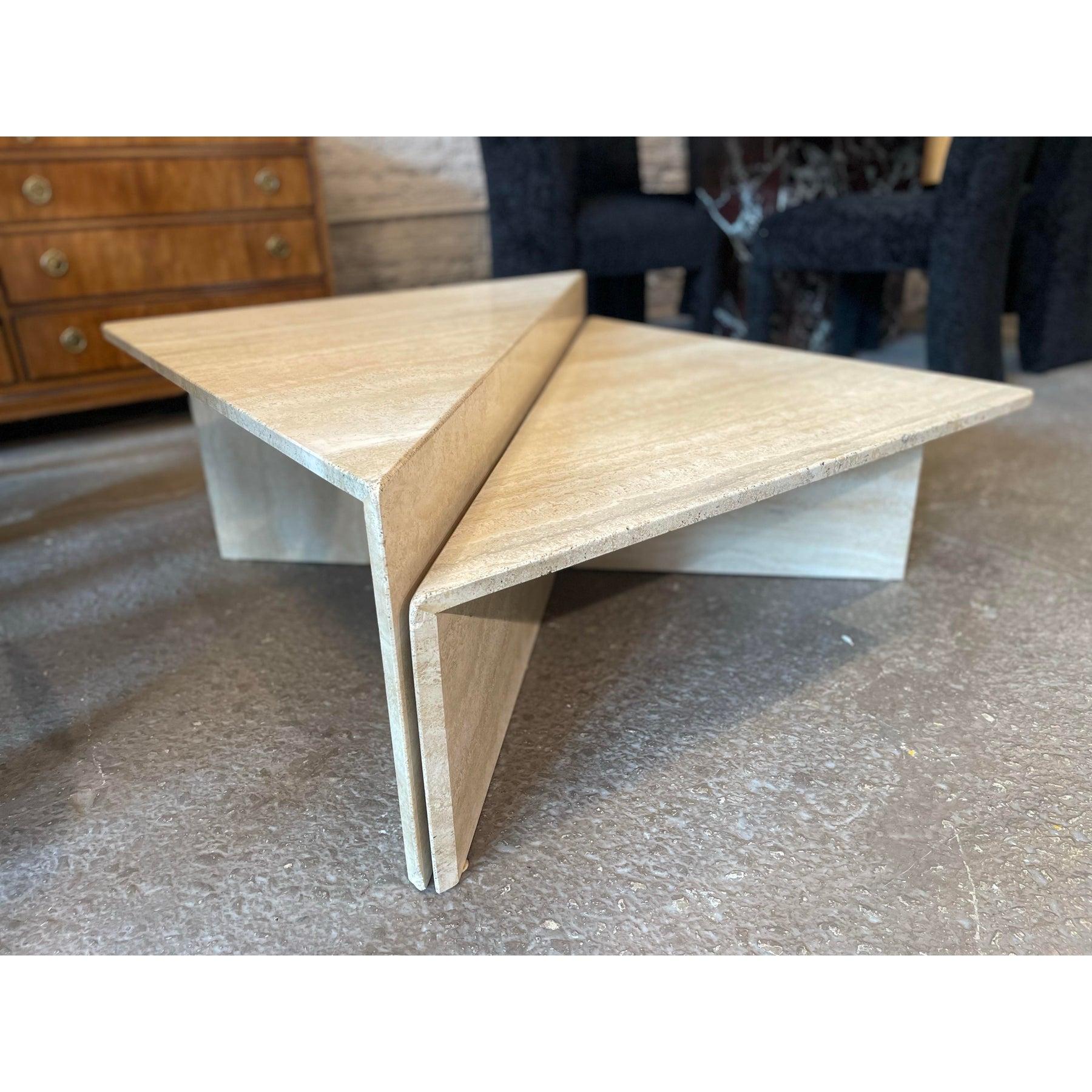 1970s Vintage Italian Up & Up Travertine Coffee Table en vente 2