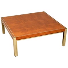 1970s Vintage Italian Walnut and Brass Coffee Table by Renato Zevi