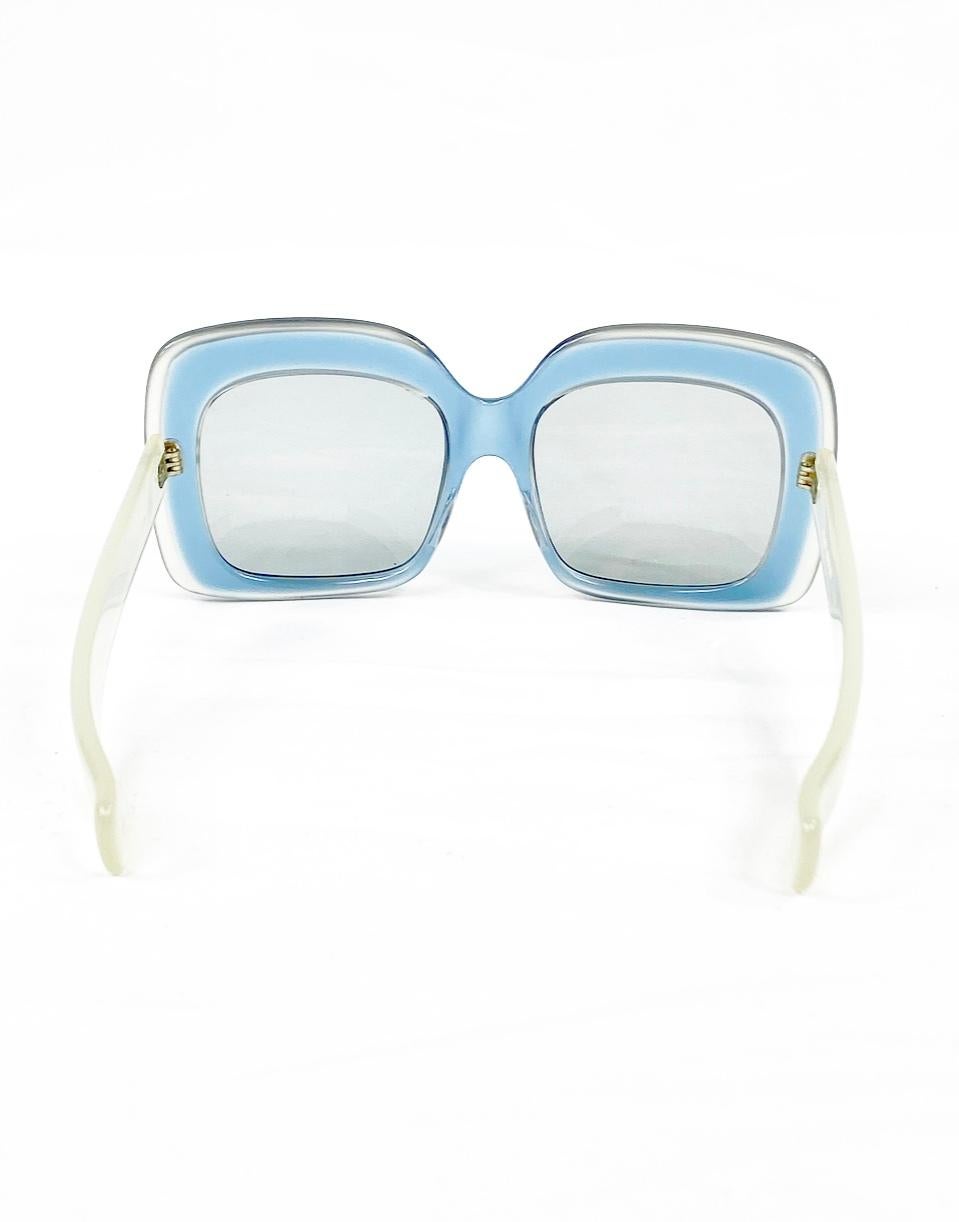 1970's Vintage JEAN PATOU Blue Square Sunglasses In Excellent Condition In Beverly Hills, CA