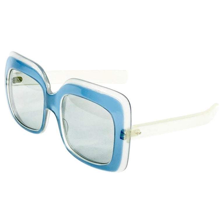1970's Vintage JEAN PATOU Blue Square Sunglasses at 1stDibs
