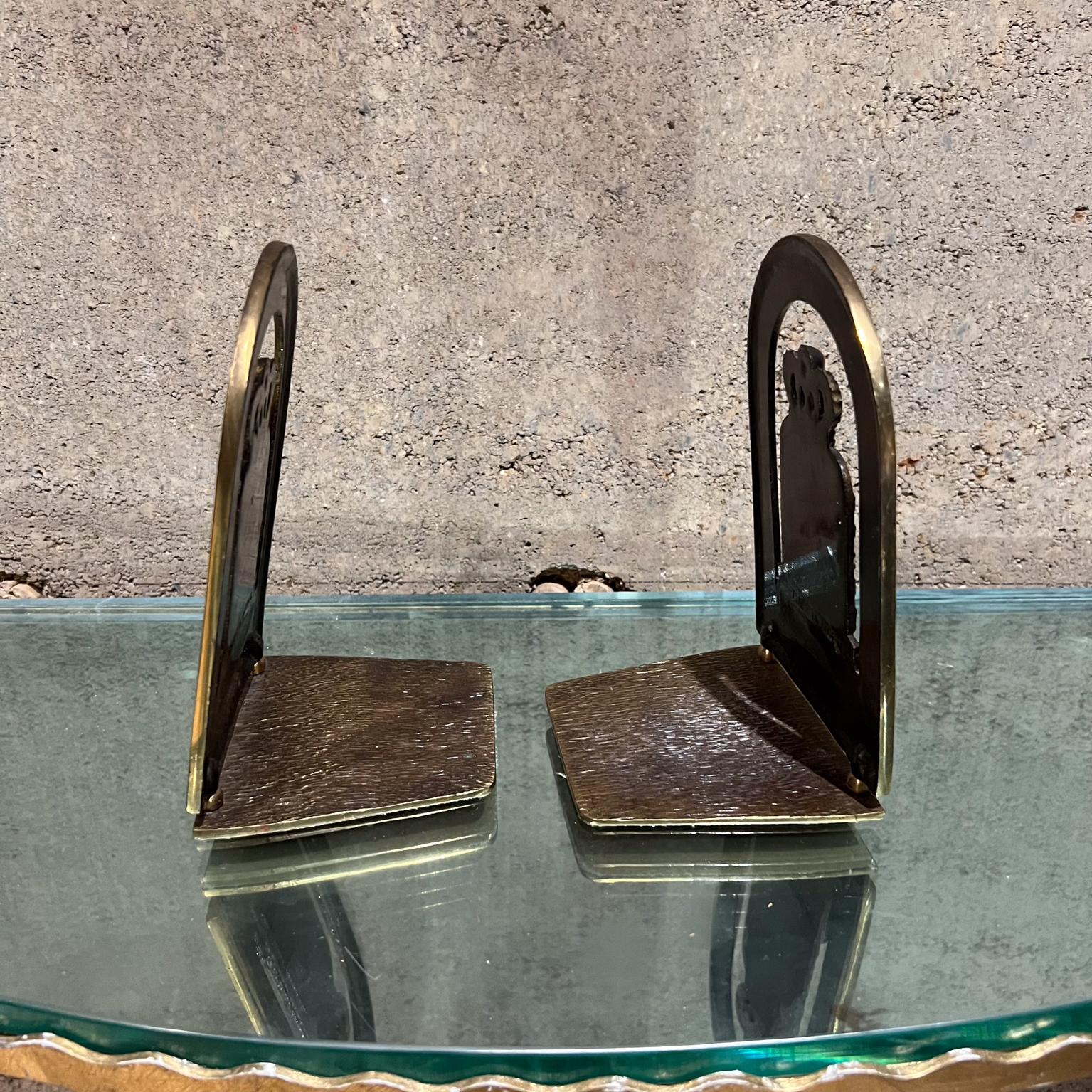 1970s Vintage Jewish Hebrew Brass Bookends Israel In Good Condition For Sale In Chula Vista, CA