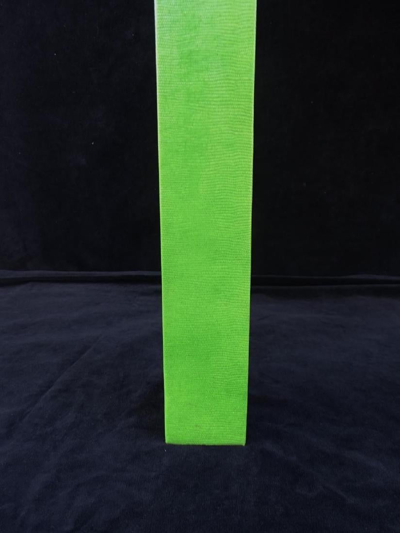 1970s Vintage Karl Springer Apple Green Snakeskin Extended Console Table In Good Condition In Brooklyn, NY