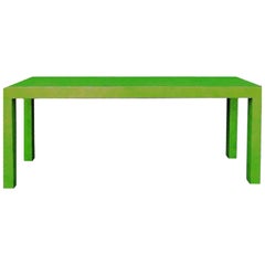 1970 Vintage Karl Springer Apple Green Snakeskin Extended Console Table