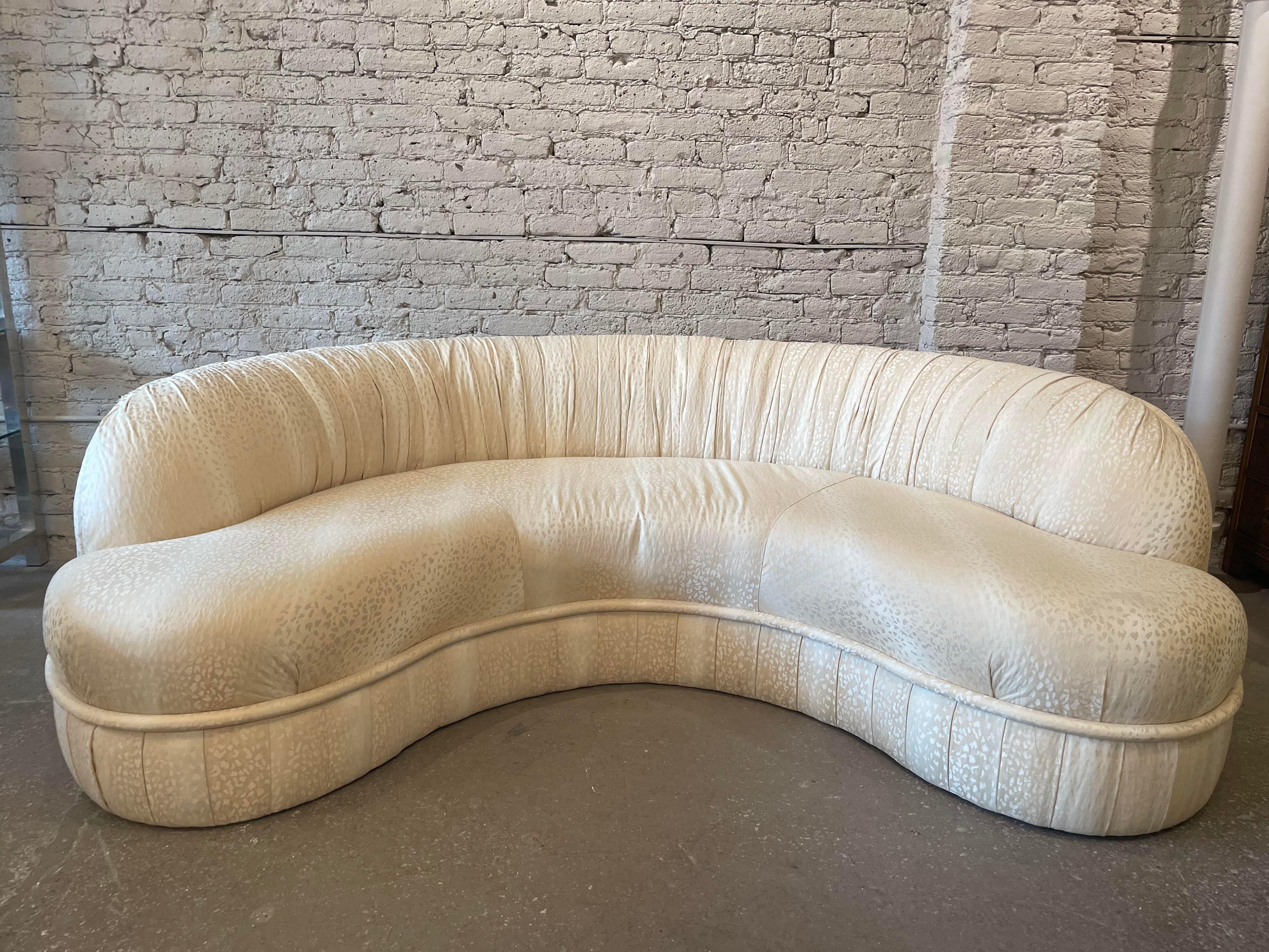 Late 20th Century 1970s Vintage Kidney Curved Sofa