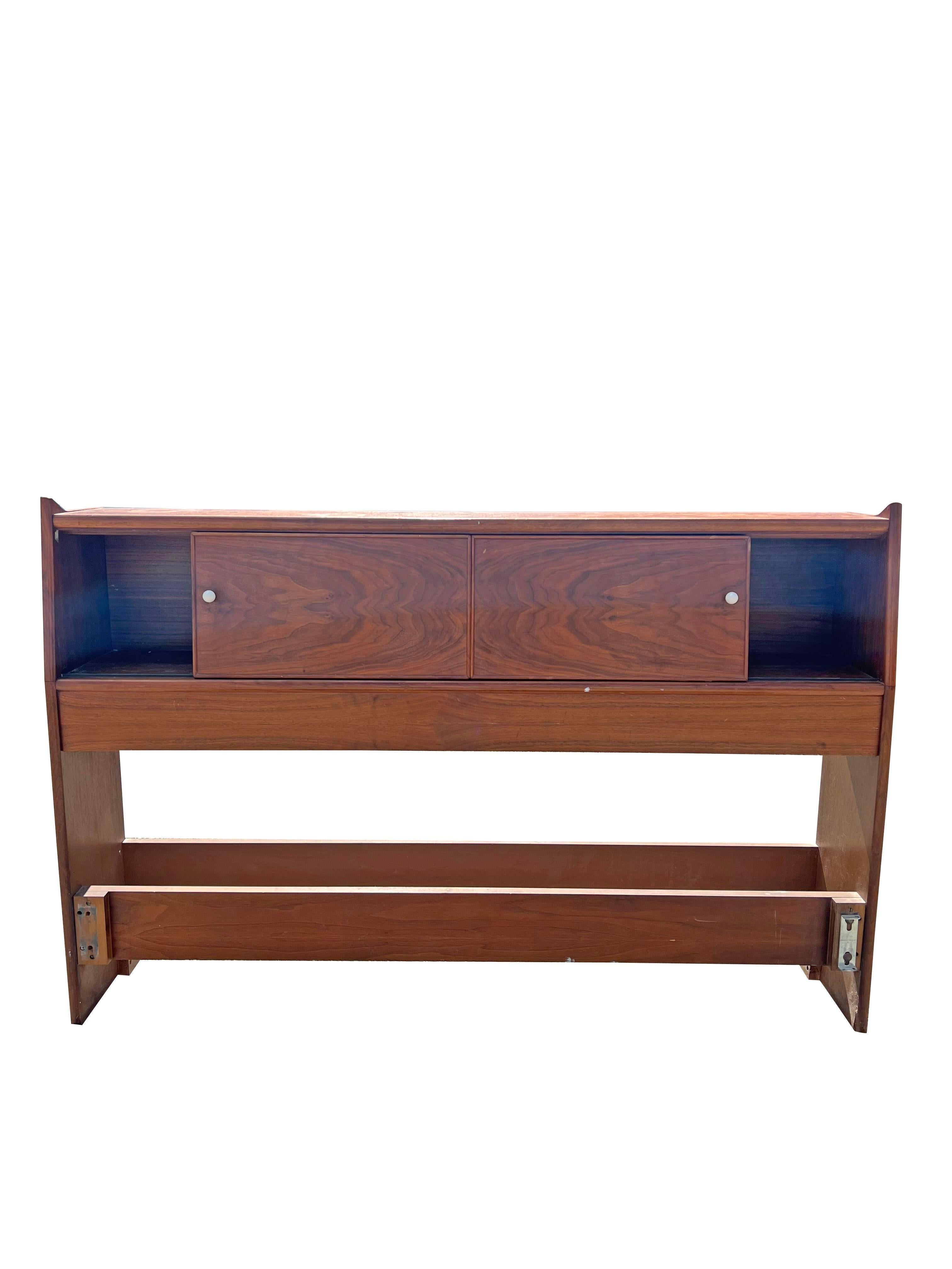 Wood 1970s Vintage Kipp Stewart Declaration Full Size Headboard With Sliding Doors For Sale
