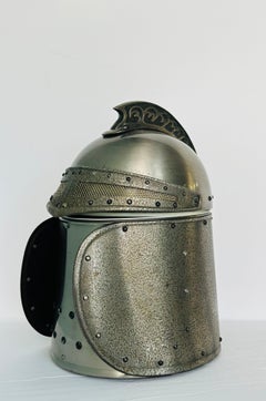 1970s Vintage Knight’s Helmet Pewter Whimsical Ice Bucket