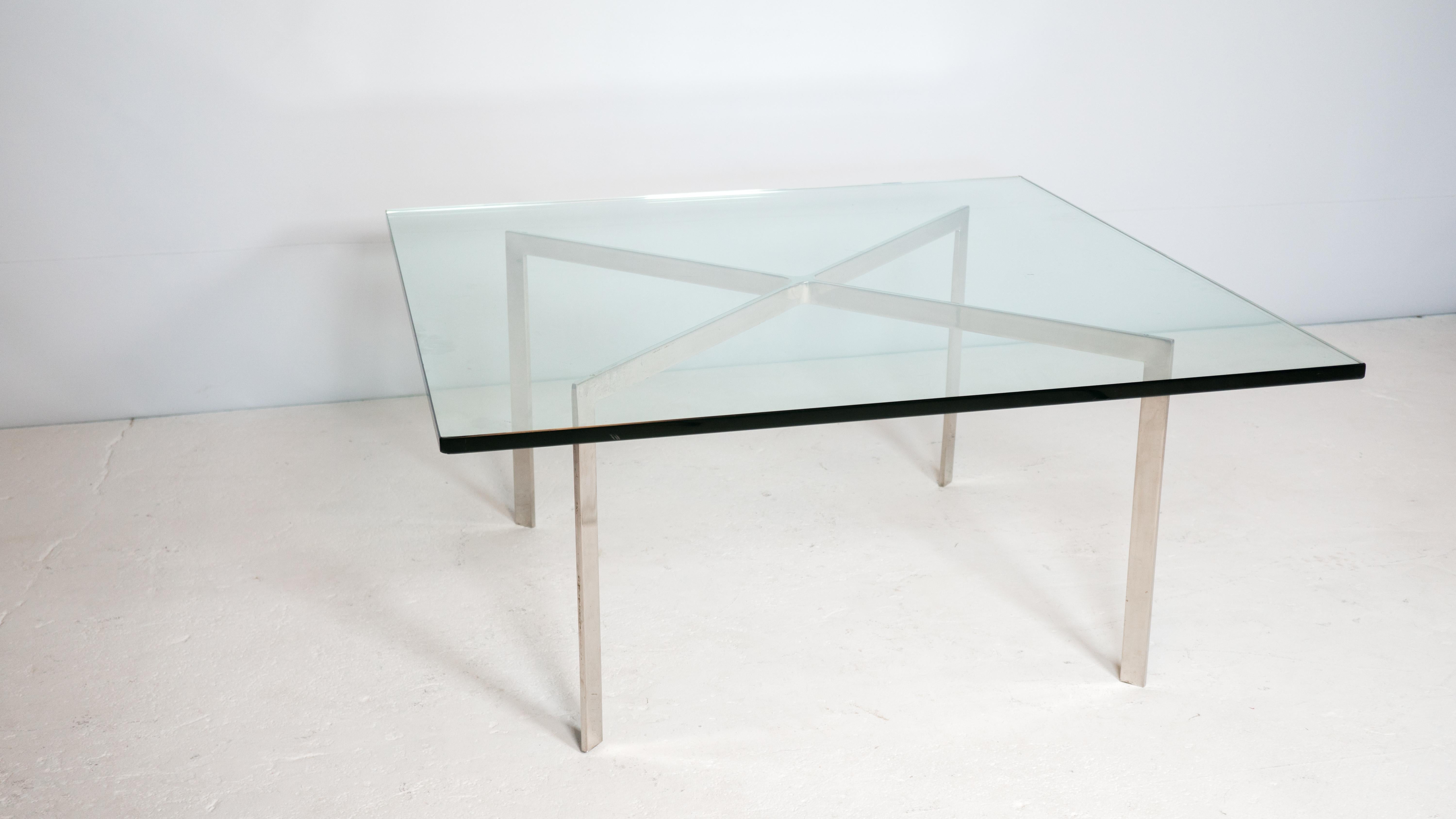 Glass 1970s Vintage Knoll Style Barcelona Coffee Table For Sale