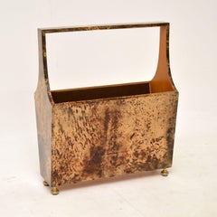 1970's Vintage Lacquered Goat Skin Magazine Rack by Aldo Tura