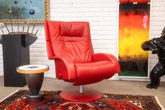 1970er Vintage Lafer brasilianischen roten Leder Swivel Recliner Accent Lounge Chair