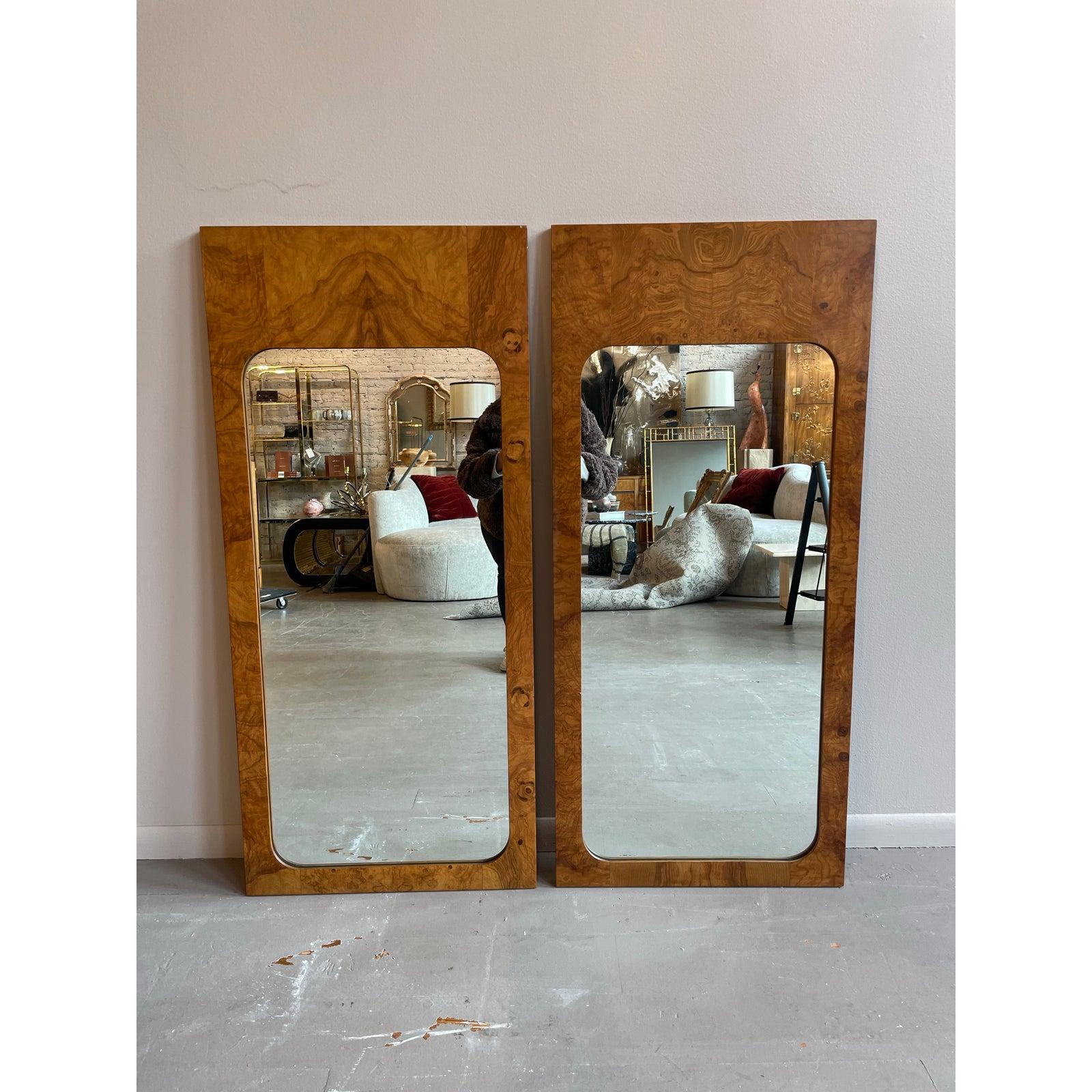 1970er Vintage Lane's Burl Wood Spiegel - ein Paar (Moderne der Mitte des Jahrhunderts)